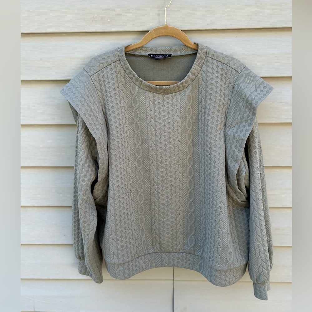 Eloquii Gray Textured Sweatshirt